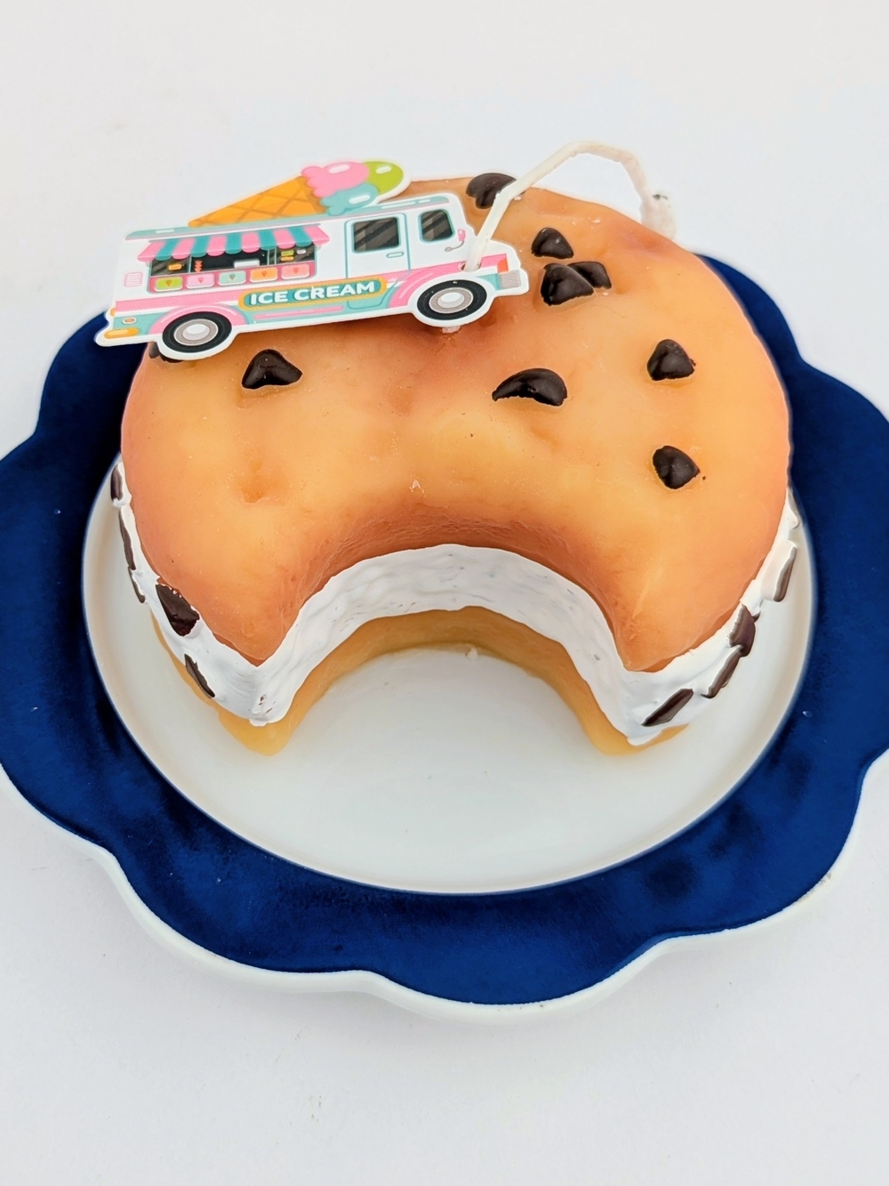 Ice Cream Cookie Sandwich Scented Candle With Reusable 6" Dessert Dish